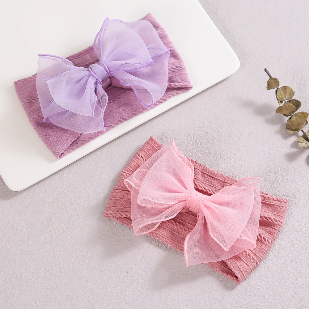 Baby Headband Super Stretchy Soft Gauze Bows Hair Bands Head Wrap Hair Accessories for Newborn Baby Girls Infant Toddlers Kids