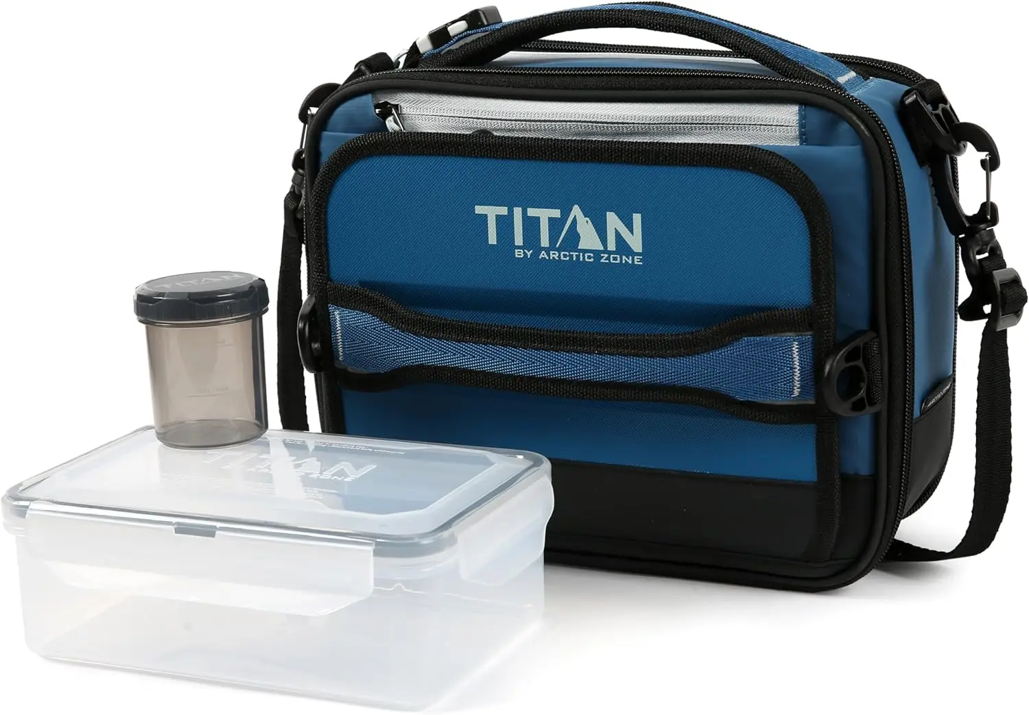 

Titan Fridge Cold Crush Resistant Expandable Lunch Bag - With Reusable Gel Ice Packs Plus Food Container Set - Sail Blue