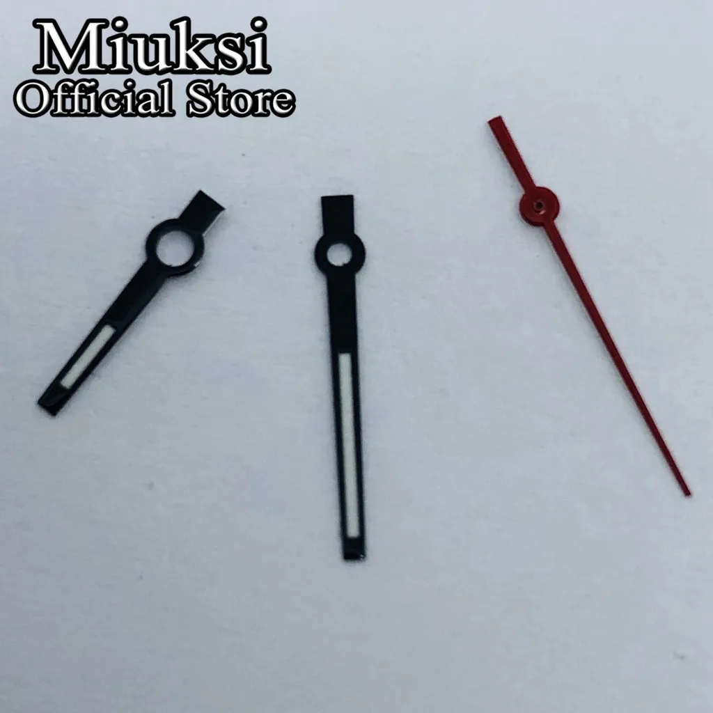 Miuksi silver black red watch hands green luminous hands fit NH35 NH36 ETA2824 2836 Miyota8215 8205 DG2813 3804 PT5000 movement