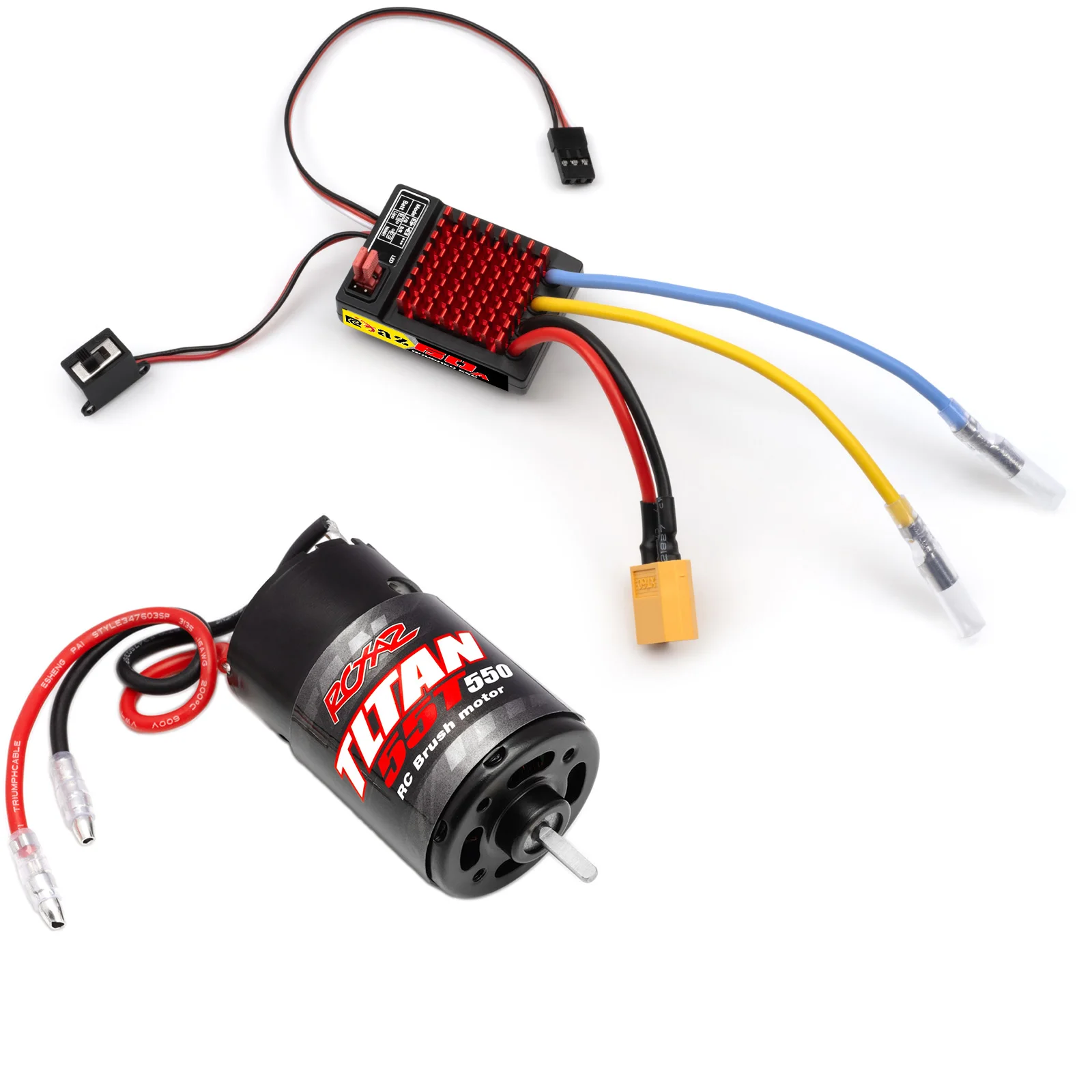 RCXAZ Brushed Power Kit 550 Motor 60/320A ESC BEC 6V/2A Geeignet für 1/10 Crawler Offroad Truck Buggy TRX4 TRX6 Axial SCX10 II III Redcat Gen7 Gen8 V2 RC4WD D90 RC Auto Upgrade-Teile