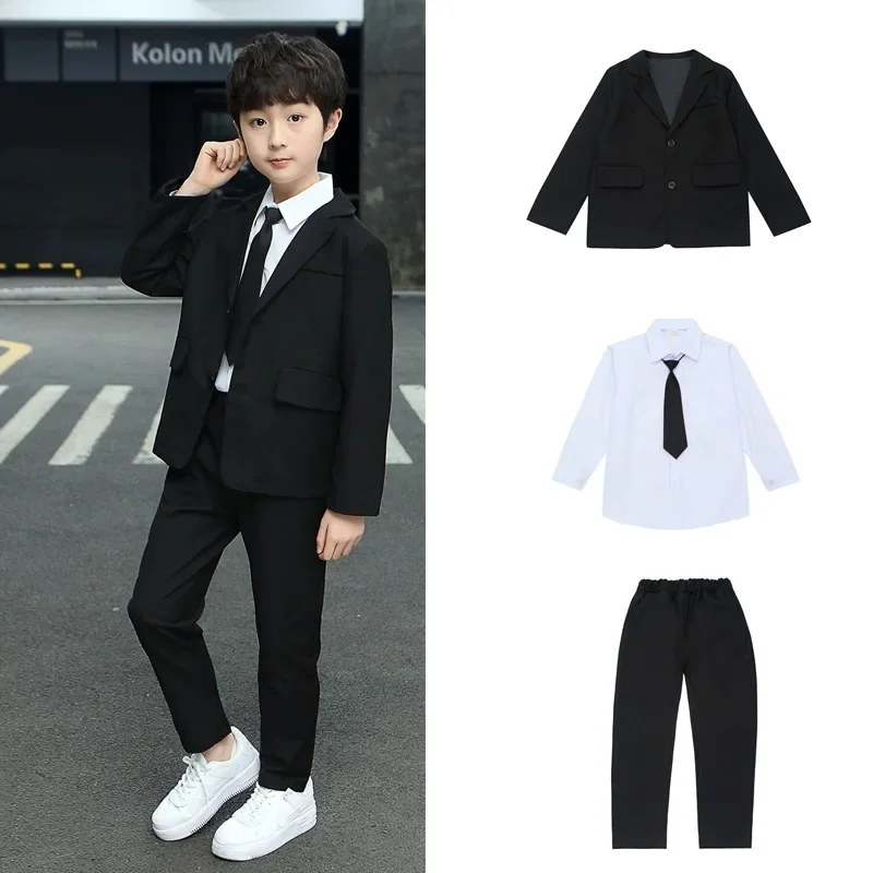 

School Children Clothes Boys Suit Casual Blazer Jacket Trousers Two Pieces Kids Costume Black 12 13 14 Years Teenage Clothing