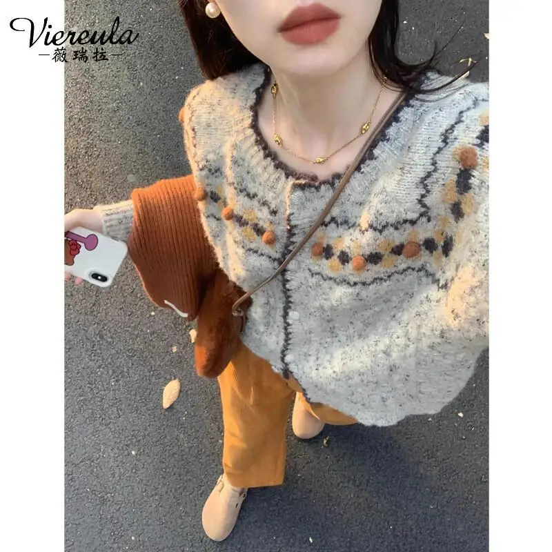 

sweater coat Spring Autumn 2025 high-end sweater women niche tops lazy style soft coat gray knitted cardigan to wear outside