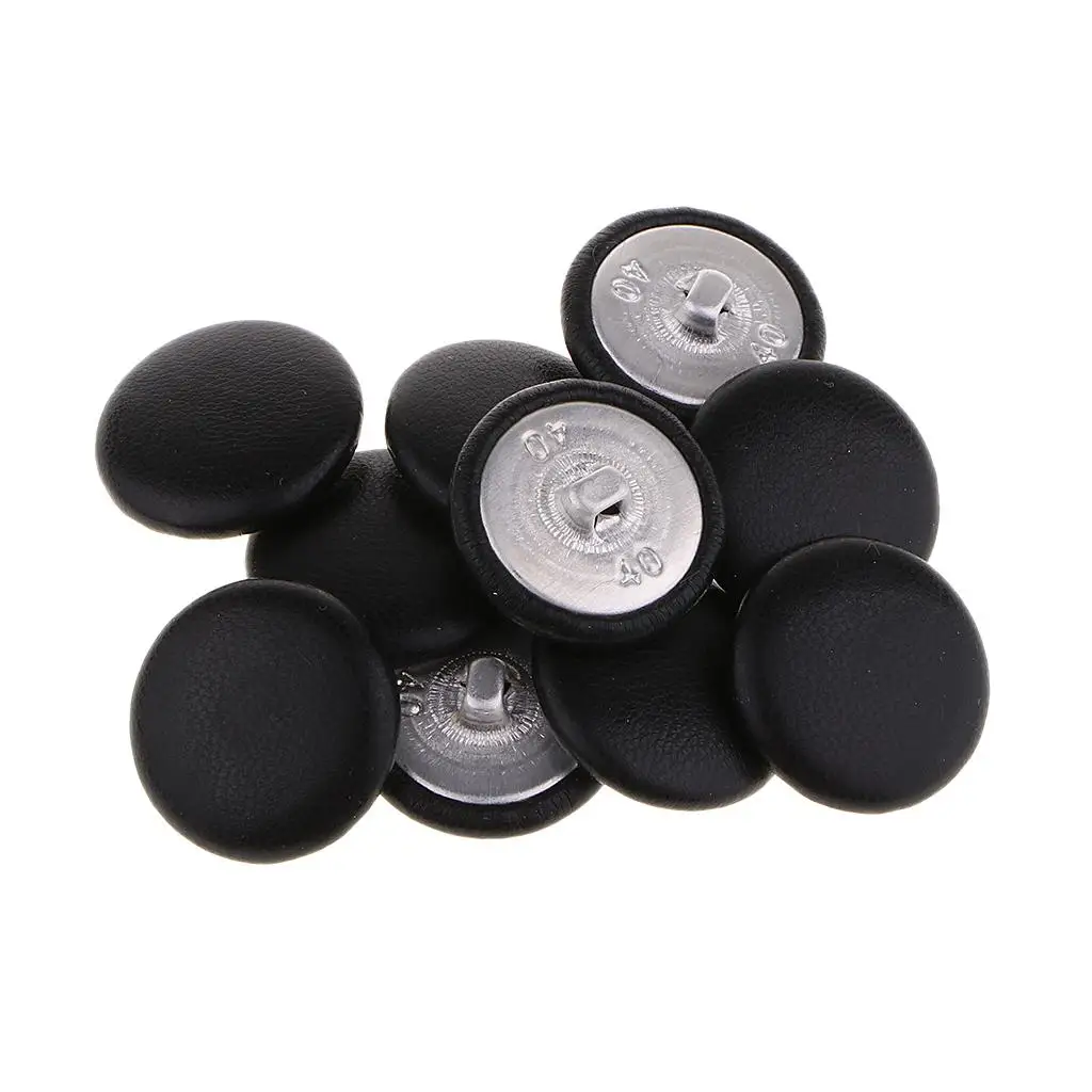 Pack of 10 Artificial Leather Covered Shank Buttons for Crafts Sewing Knitting Haberdashery Upholstery, 20mm Sewing Buttons