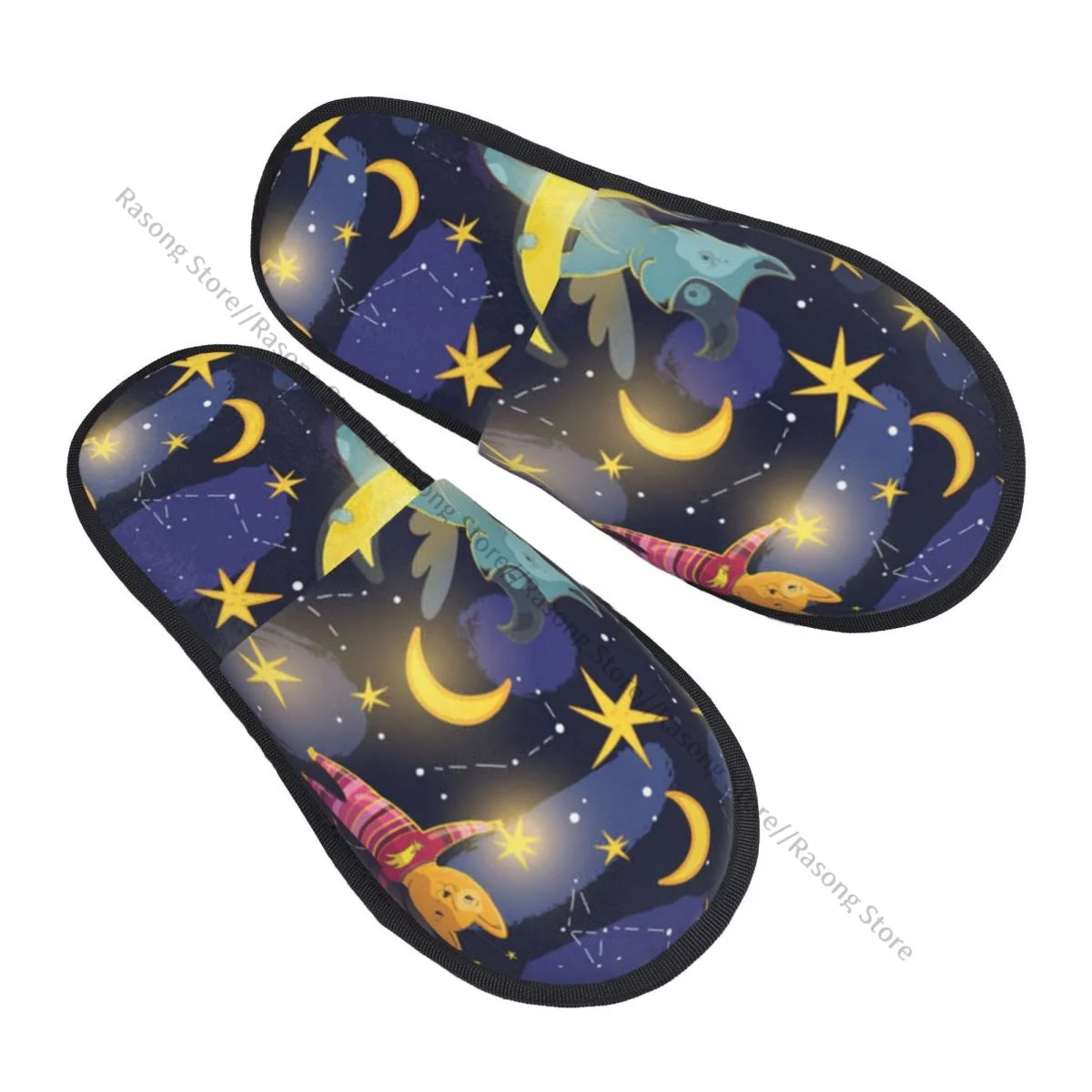 Winter Slipper Woman Man Fluffy Warm Slippers Fairy Dog Cat Moon Stars And Constellations House Slippers Shoes