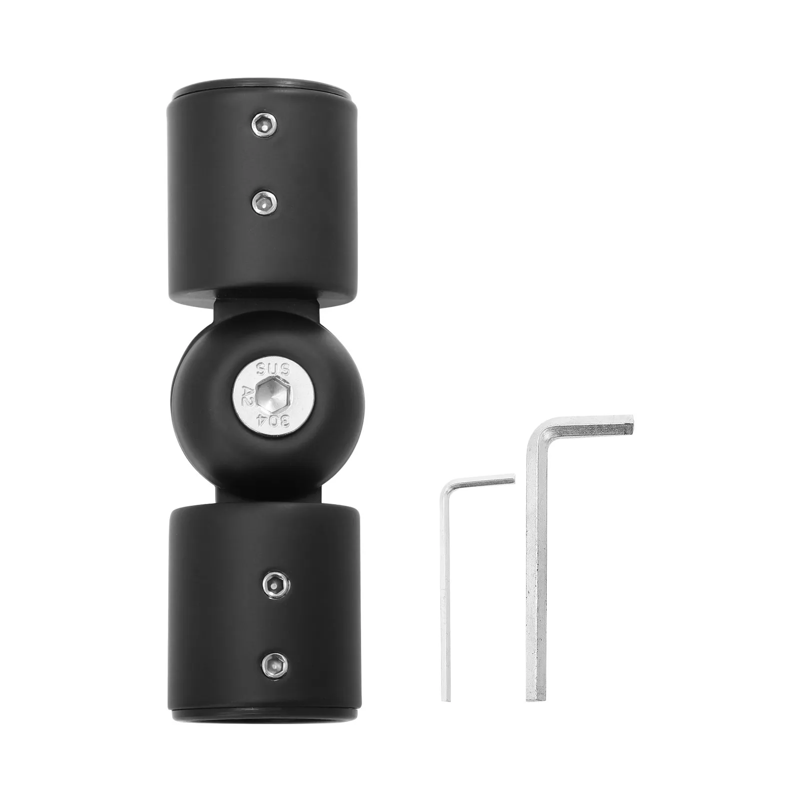 Stainless Steel Corner Curtain Rod Connector Adjustable 90-180 Degree Hinged Window Rod Joint for Bay Windows Living Room