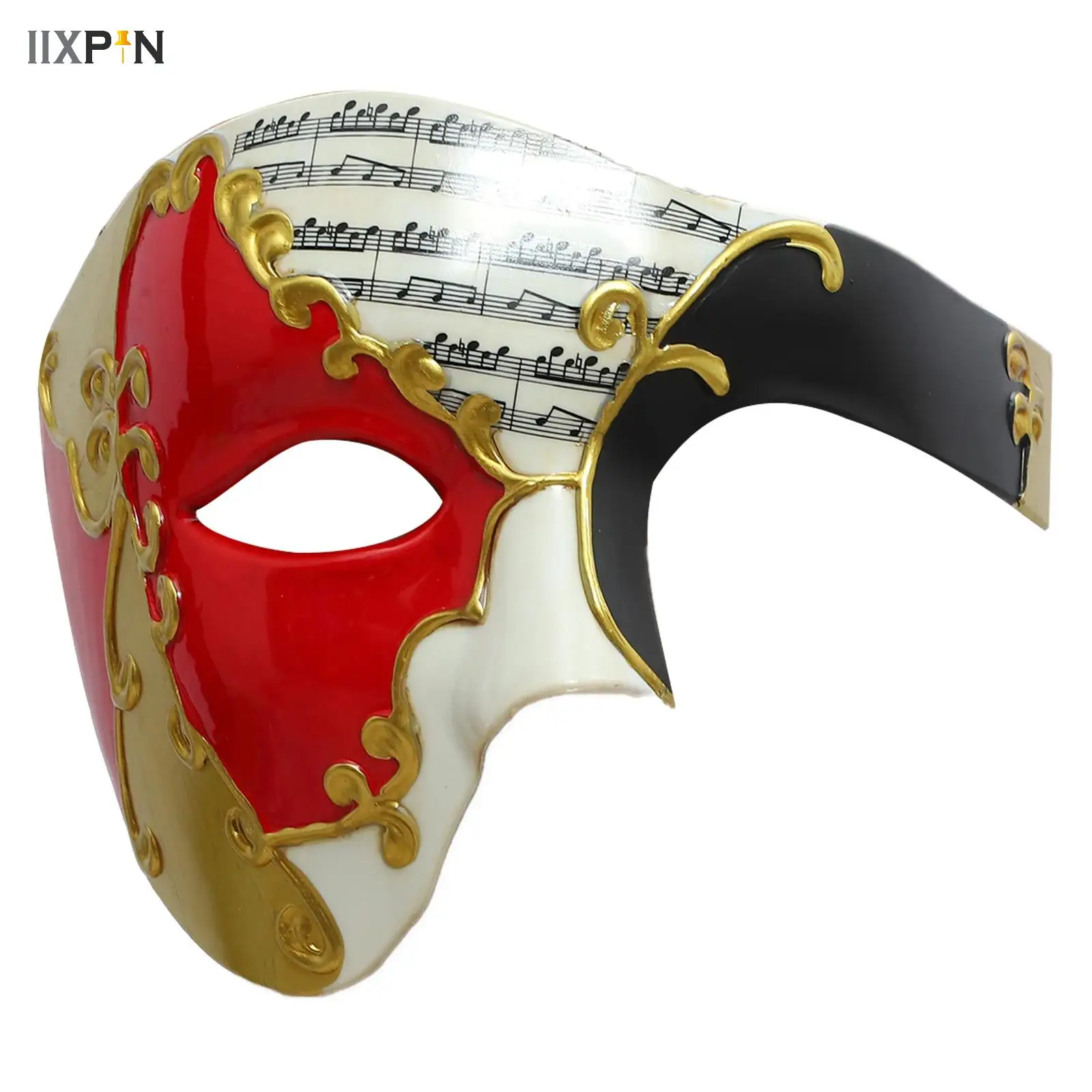 Halloween Masquerade Opera Mask One Eye Hand-painted Pattern Half Face Mask Venetian Phantom Mask for Cosplay Costume Party