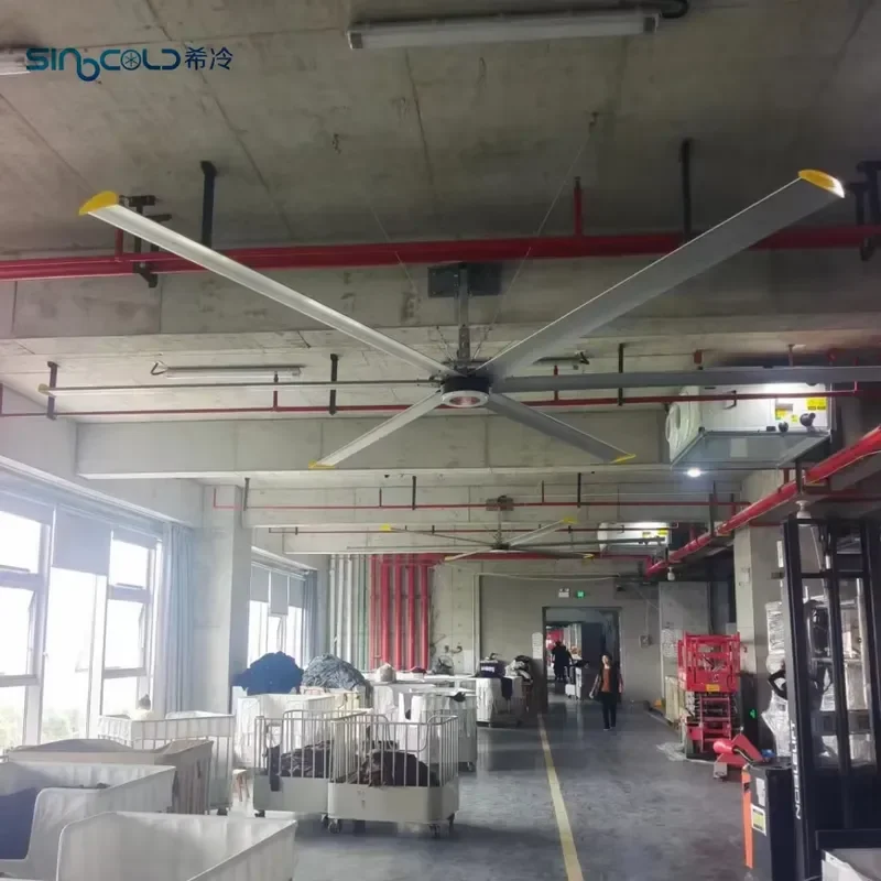 Industrial HVLS Ceiling Fan 400W 6 Blades Pmsm Motor Low Noise High Efficiency for Commercial Use