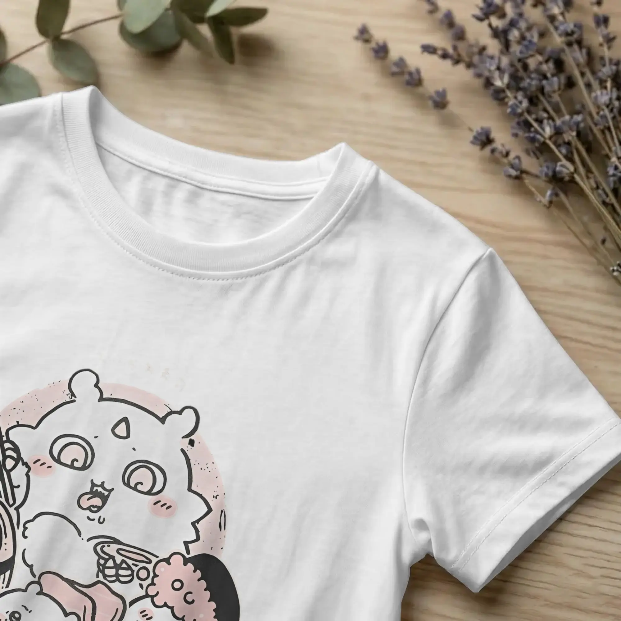 Lustige Chiikawas Sushi T-Shirts für Männer und Frauen, modisches Baumwoll-T-Shirt mit O-Ausschnitt, kurzärmeliges T-Shirt, Sommer-Tops – Detail 2