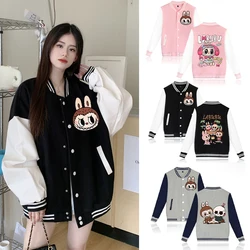 Pop Mart Labubu Baseball Uniform Men Women Anime Fashion Couple Jackets Autumn Winter Hip Hop High Quality Coats Adults Clothes