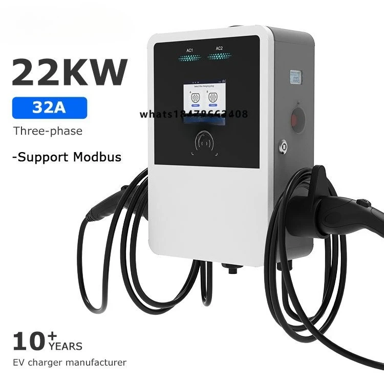 Electrly Panda Power Ev Charging Station 7/11/22 kW * 2 Wall Mount Charger Ev Modbus Type 2 Ev AC Charger Modbus