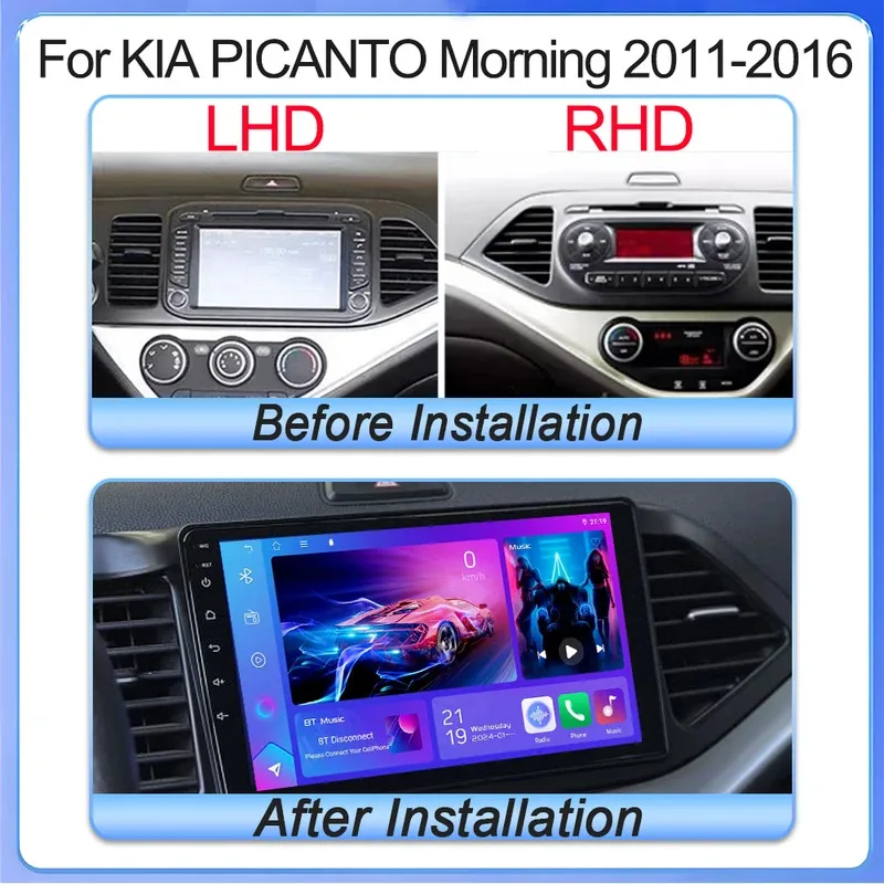 Android 15 Car Radio For Kia Morning 2 picanto 2011 - 2017 Multimedia Video Player Navigation GPS Touch Screen WIFI No 2din DVD