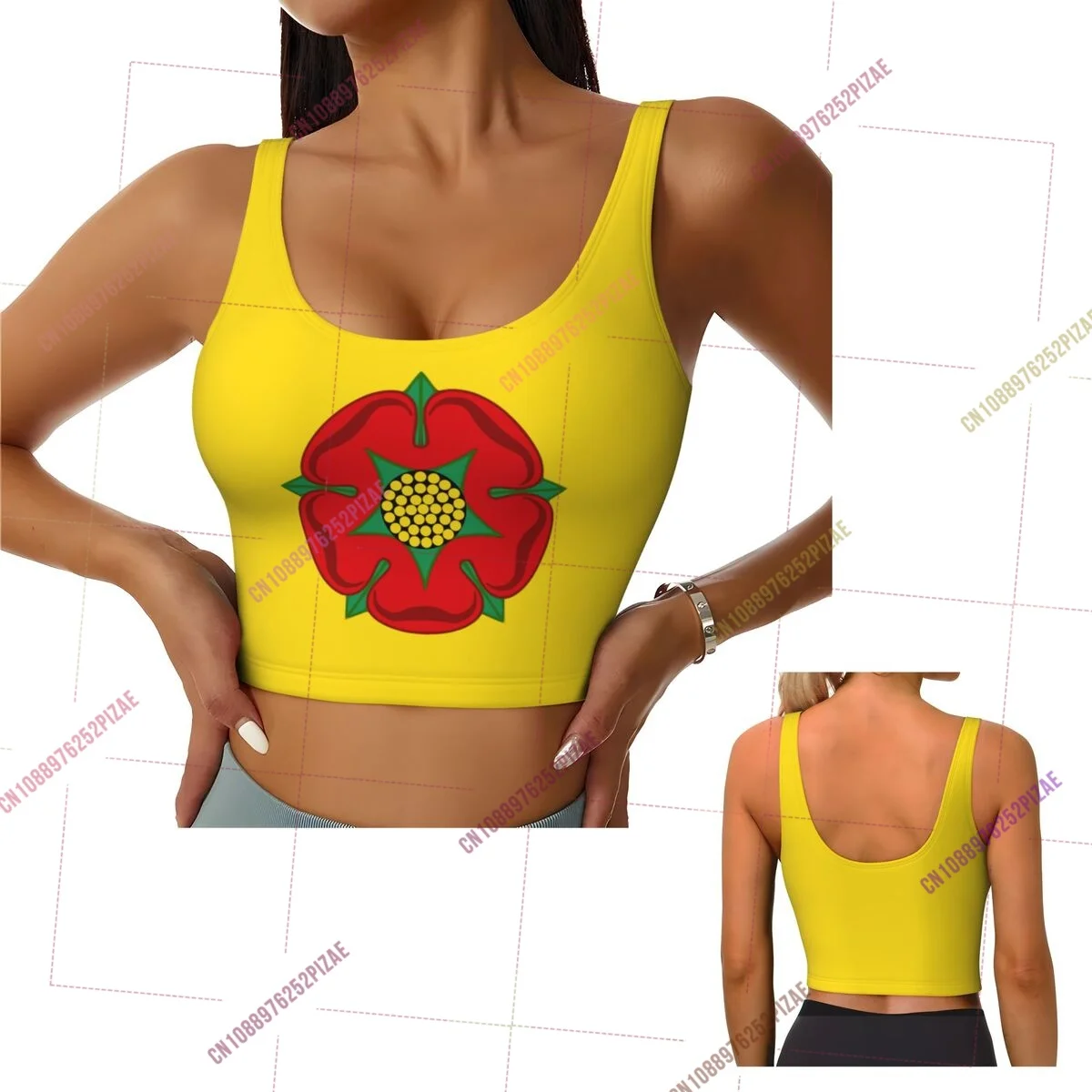 2026 Lancashire Flag Women Sports Bra Crop Top Sports Vest Tank Top for Girl Lady Yoga Gym Running Fitness