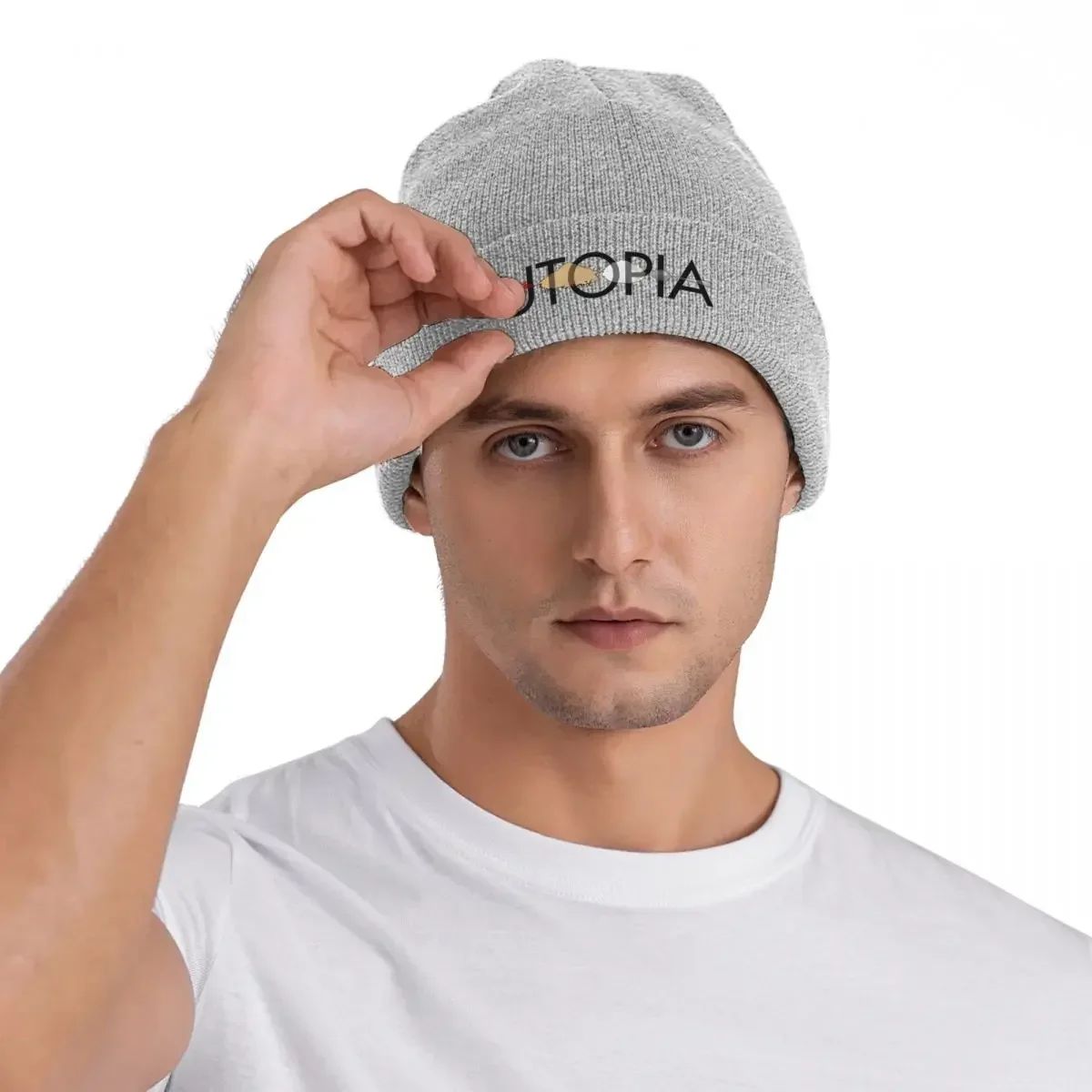 Utopia Bonnet Sombreros cómic Beanie Sombreros Diseño Skullies Gorros Invierno Y2K Cool Hombres Mujeres Gimnasio Gorra elástica