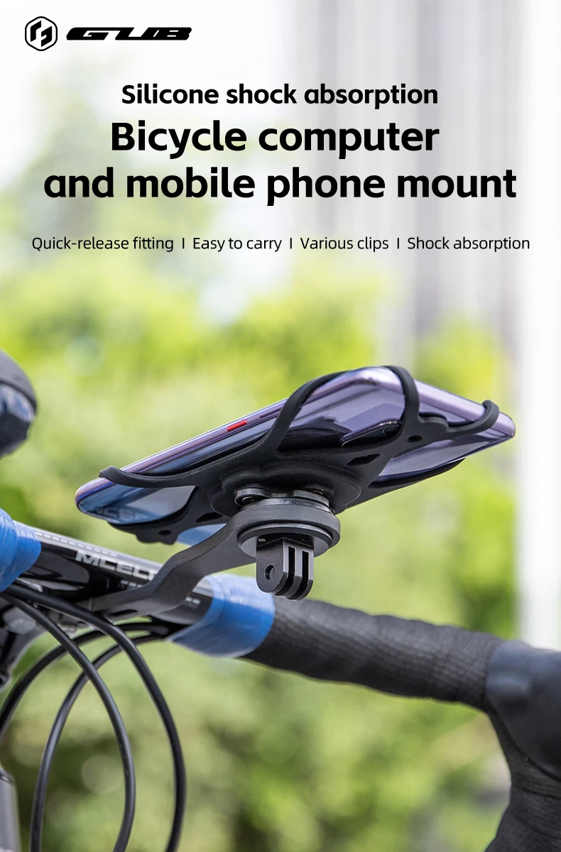 GUB P13 Handy-Fahrradhalterung, sichere Silikon-Halterung für Computer und Smartphone, kompatibel mit Garmin, Bryton, Wahoo – Detail 1