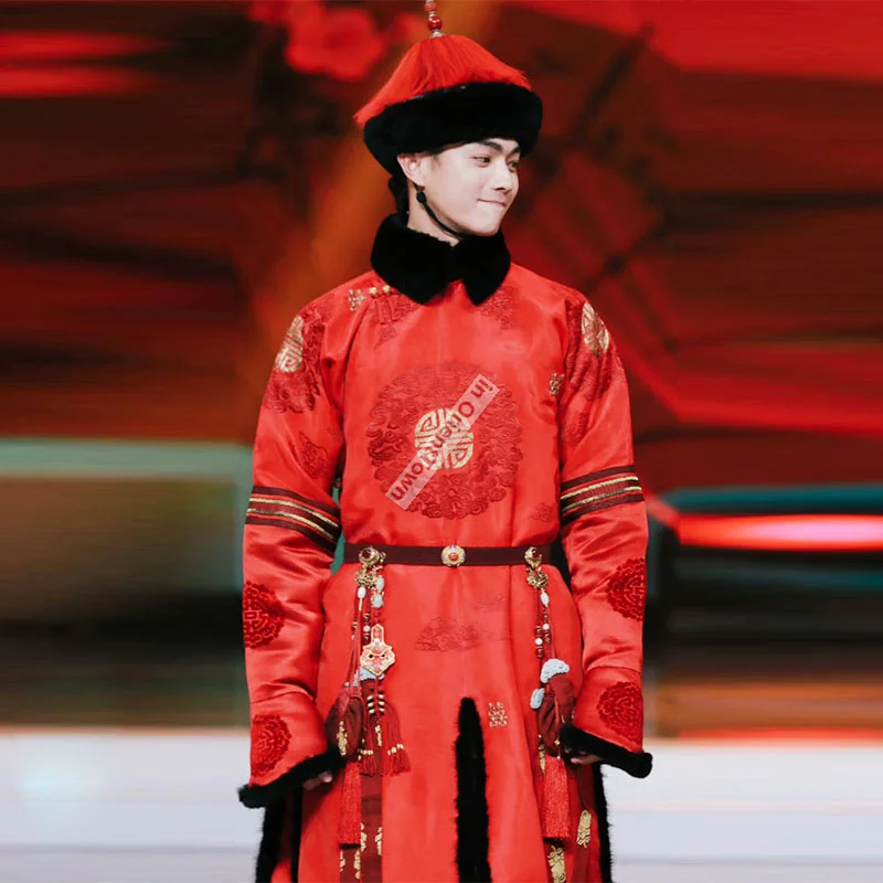 Manchu Royal Garment Dragon Robe Peking Forbidden City Performance Attire Movie TV Ancient China Qing Dynasty Prince Gown view 5