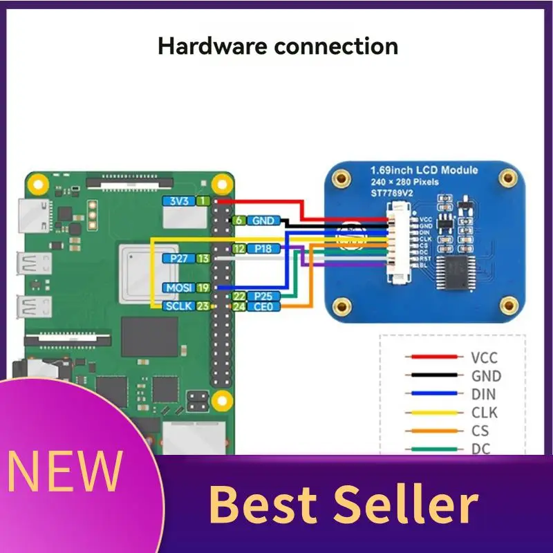 HFES 1.69 Inch IPS Color LCD Display 240 X 280 Resolution SPI Interface 262K Color Screen