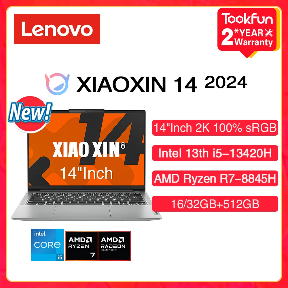 Lenovo XIAOXIN 14 2024 Laptop AMD Ryzen R7-8845H Intel Core i5-13420H RAM 16GB 32GB SSD 512GB 14