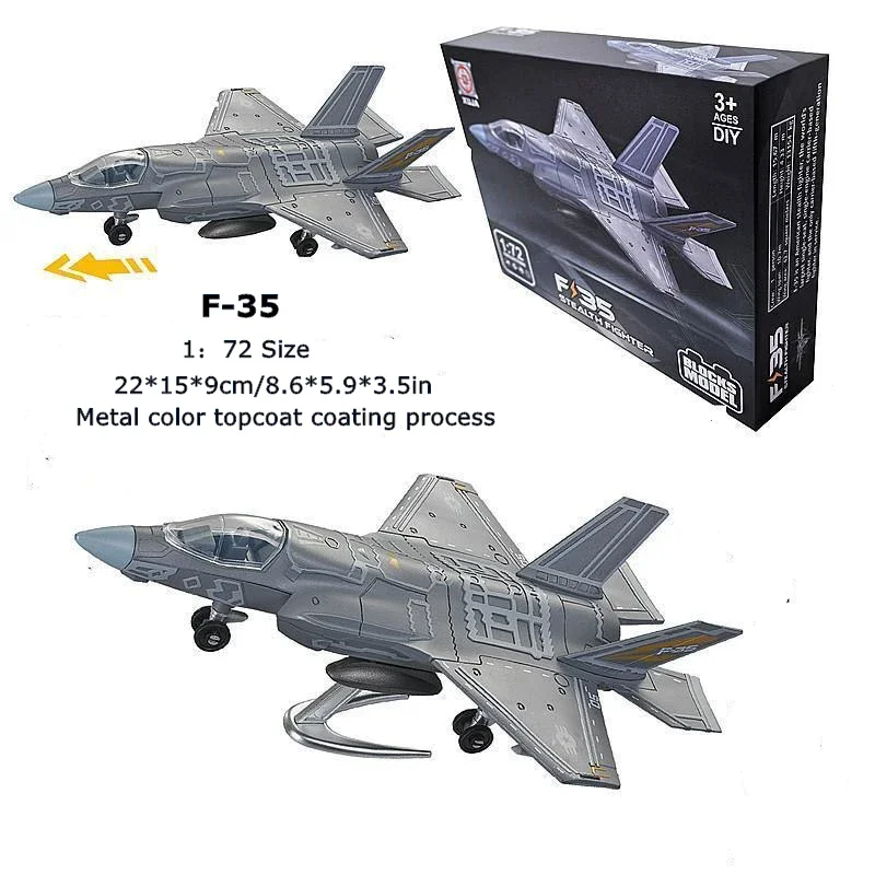 1:72 Scale Attack Fighter US Air Force F-35 Model DIY Assemble Die-Casting Military Toys Plane Model 3D Puzzle For Collection