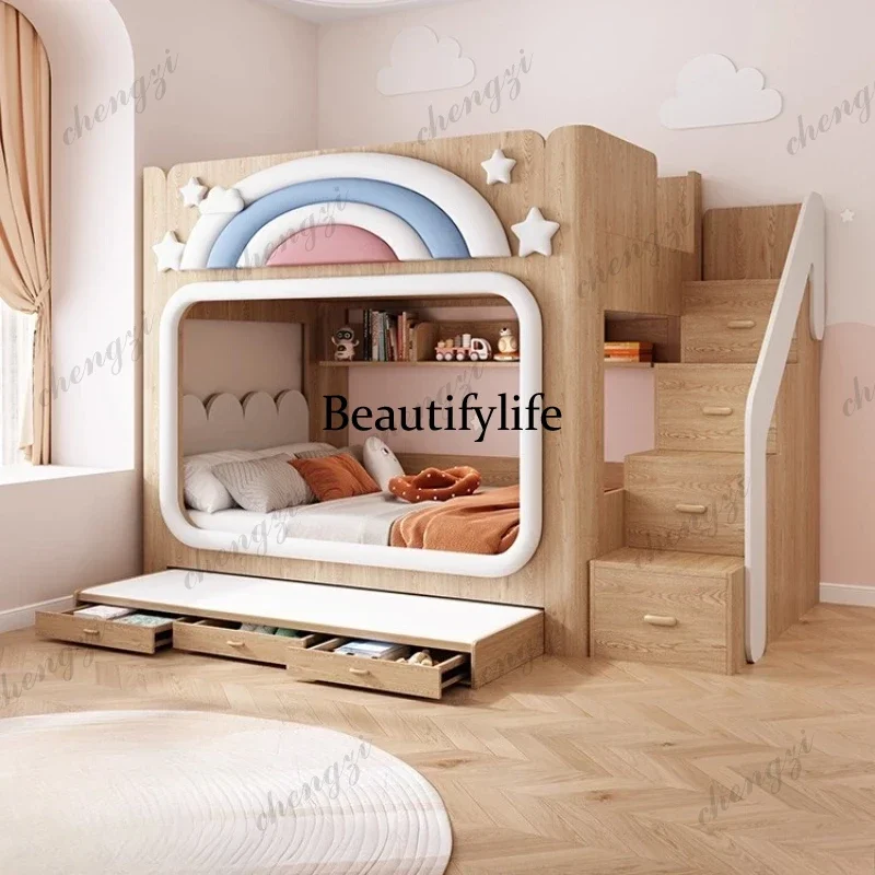 

Fashion Nordic Modern luxury bunk bed 2 people bedroom beds Mother child Double bed with mattress bedroom furniture