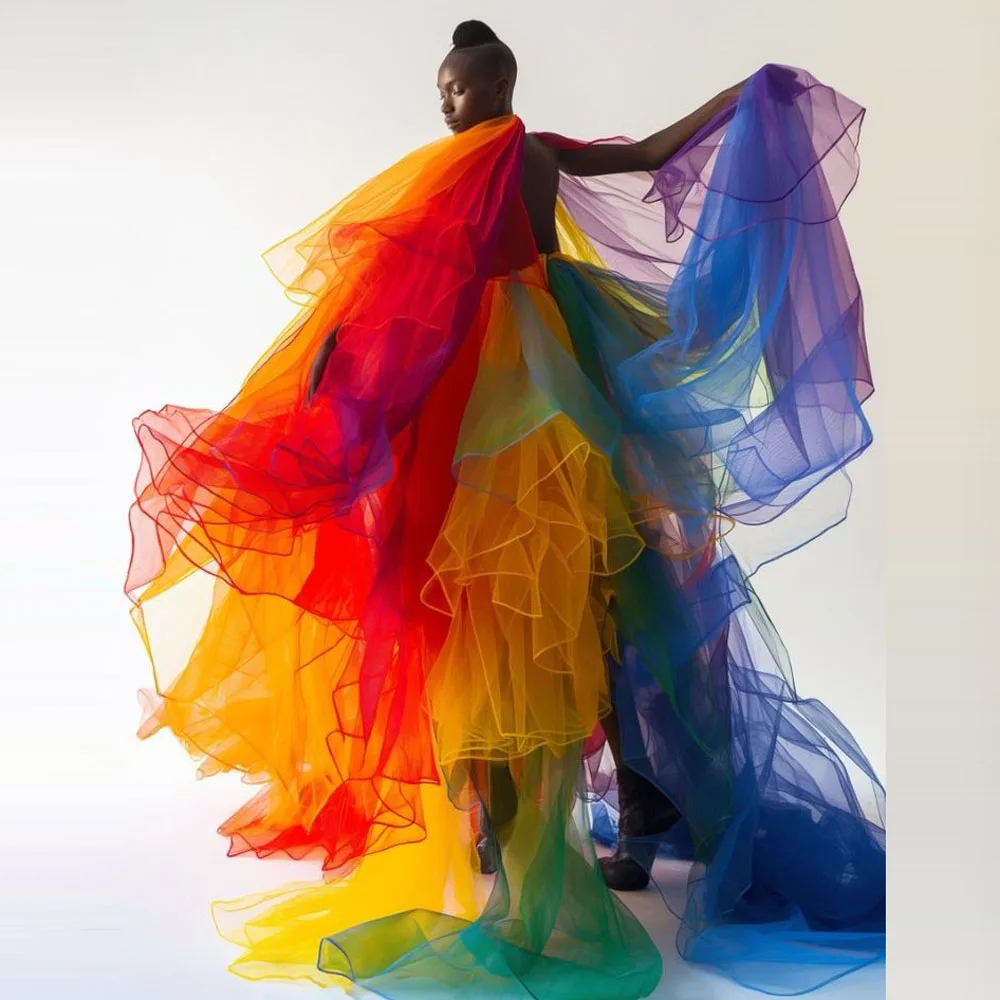 Multi-Colors Tulle Dresses Puffy Skirts Layered Mesh Women Photoshoot Dress Chic  Amazing Bridal Gowns