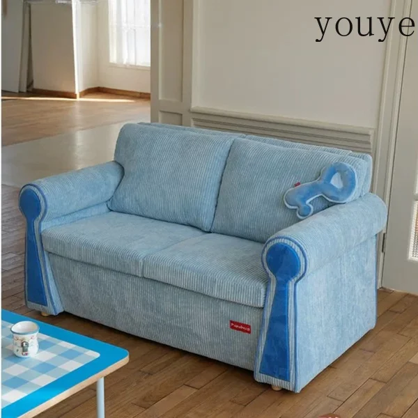 Medieval double sofa straight row sofa living room  chair retro lock fabric sofa small apartment
