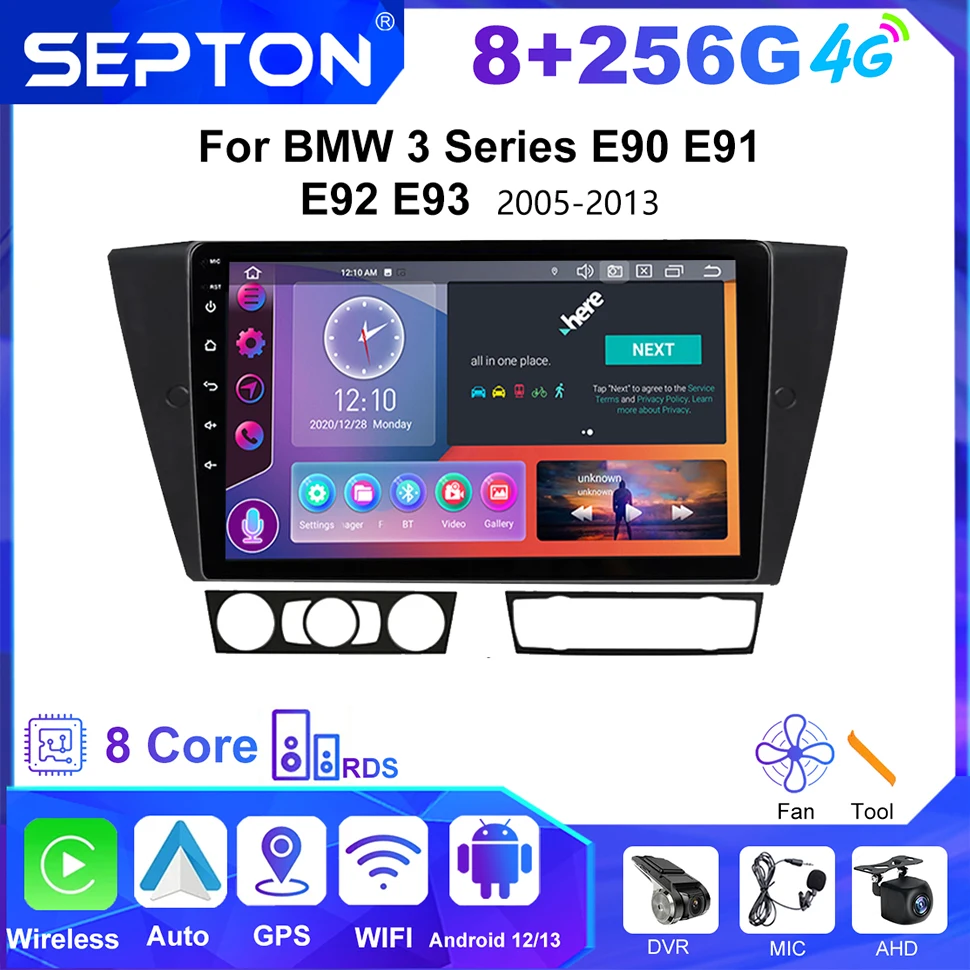 

SEPTON 2Din Android Car Radio for BMW 3 Series E90 E91 E92 E93 2005-2013 GPS CarPlay Multimedia Video Player Autoradio Head Unit