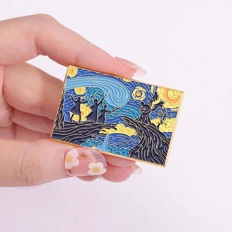 Starry Night Magic School Enamel Pins Custom Witch Wizard Castle Brooches Lapel Badges Punk Jewelry Gift for Fans Friends