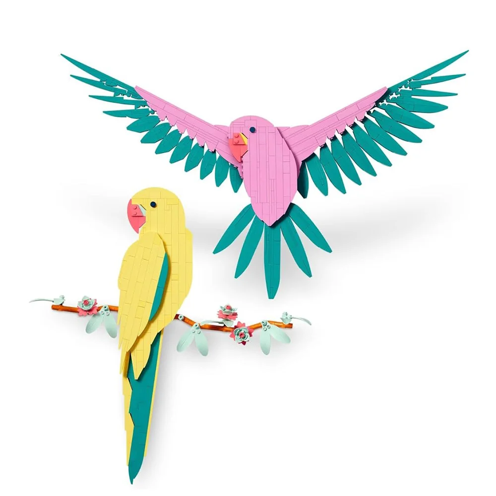 Art The Fauna Collection Model Toys, Macaw Parrots 31211 Building Blocks Set, Wall Artwork for Living Room or Home Office Decor