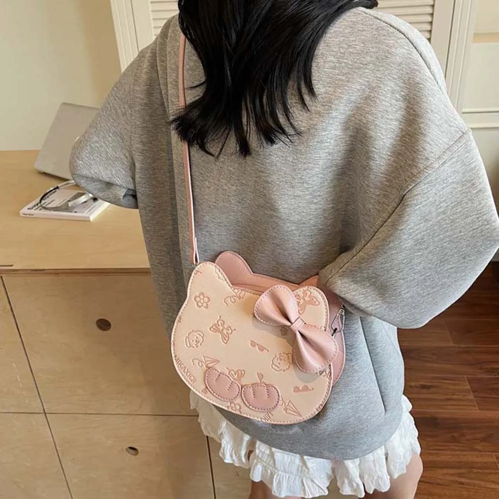 

Creative Cute Cat Head Bag Printed Large Capacity Cartoon Shoulder Pouch Anti-splash Water Lightweight PU Crossbody Bag Gifts