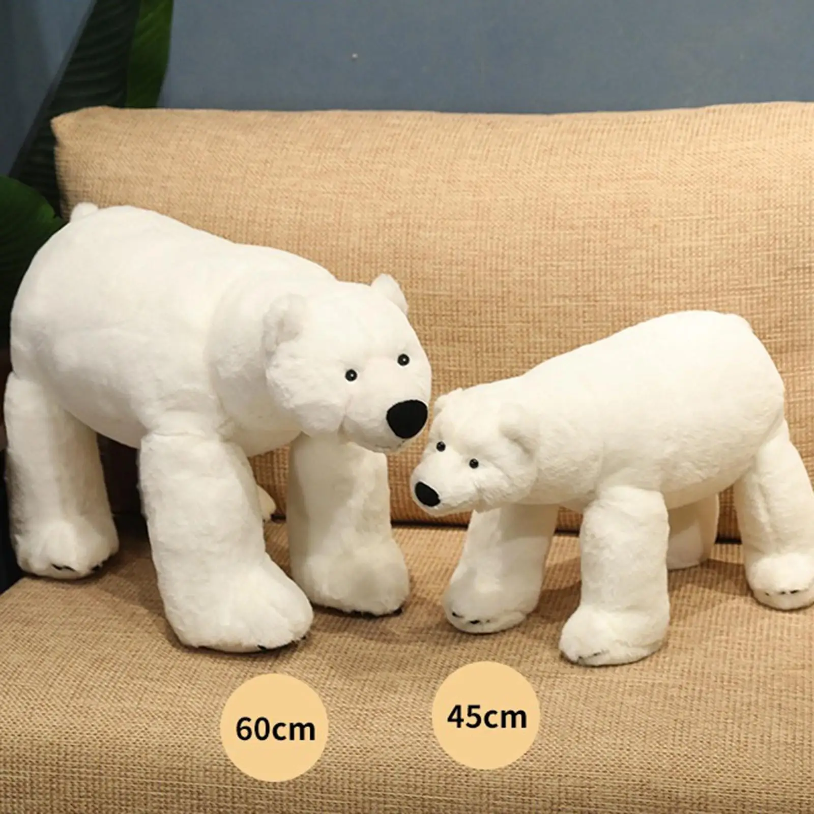 Lifelike White Bear Pillow Bedroom Decoration Standing and Lying Down Soft Plushie Plush Doll for Car Sofa Girls Boys Children