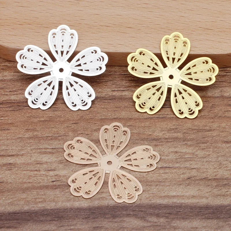 BoYuTe (20 Pieces/Lot) 32MM Filigree Brass Flower Materials Handamde Diy Jewelry Accessories