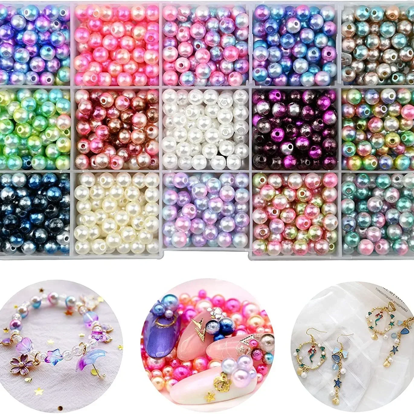 1200pcs Boxed ABS Mermaid Fantasy Two-color Beads DIY Bracelet Necklace Accessories