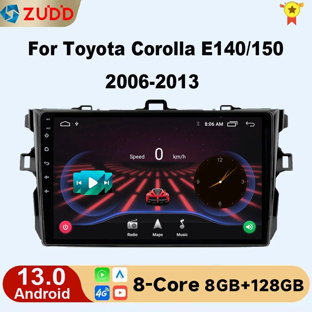 

8 Core 2Din Android 13 Car Radio Multimedia Video Player For Toyota Corolla E140/150 2006-2013 Autoradio Carplay gps dvd