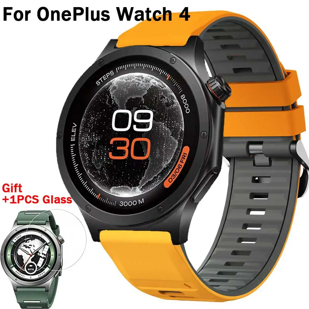 Silicone Strap For OnePlus Watch 4 Watchband Tempered Glass Protector Cover For OnePlus Watch 4 Band Soft Sport Bracelet