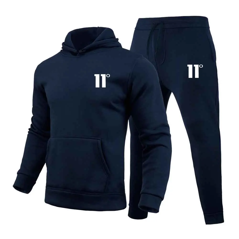 2024 New fashion autumn and winter printed men\'s hoodie set casual comfortable sports suit trend