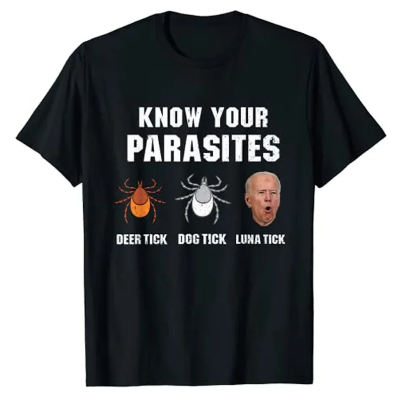 Know Your Parasites - Funny Joe Biden T-Shirt Sarcastic Sayings Quote Jokes Graphic Tee Tops Men Clothing Campaign Street Outfit