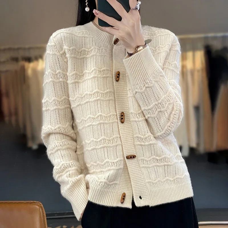 Women Clothes Solid Sweaters Cardigan Spring Casual Wool Knitted Fashion Chic Button Simple Knitwear Female Wool All-match Top