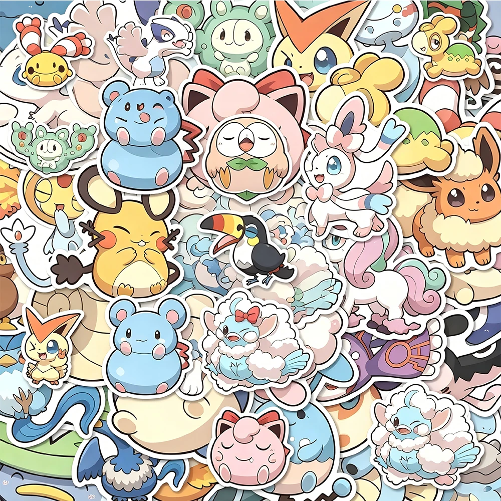 10/30/50/93pcs Cute Anime Pokemon Pikachu Stickers Aesthetic Cartoon Decals Waterproof DIY Skateboard Phone Graffiti Sticker Toy