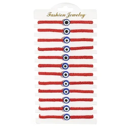 12pcs/set Blue Eye Charms Bracelet for Women Men Adjustable Red Rope Braid Chain String Bracelet Fashion Jewelry