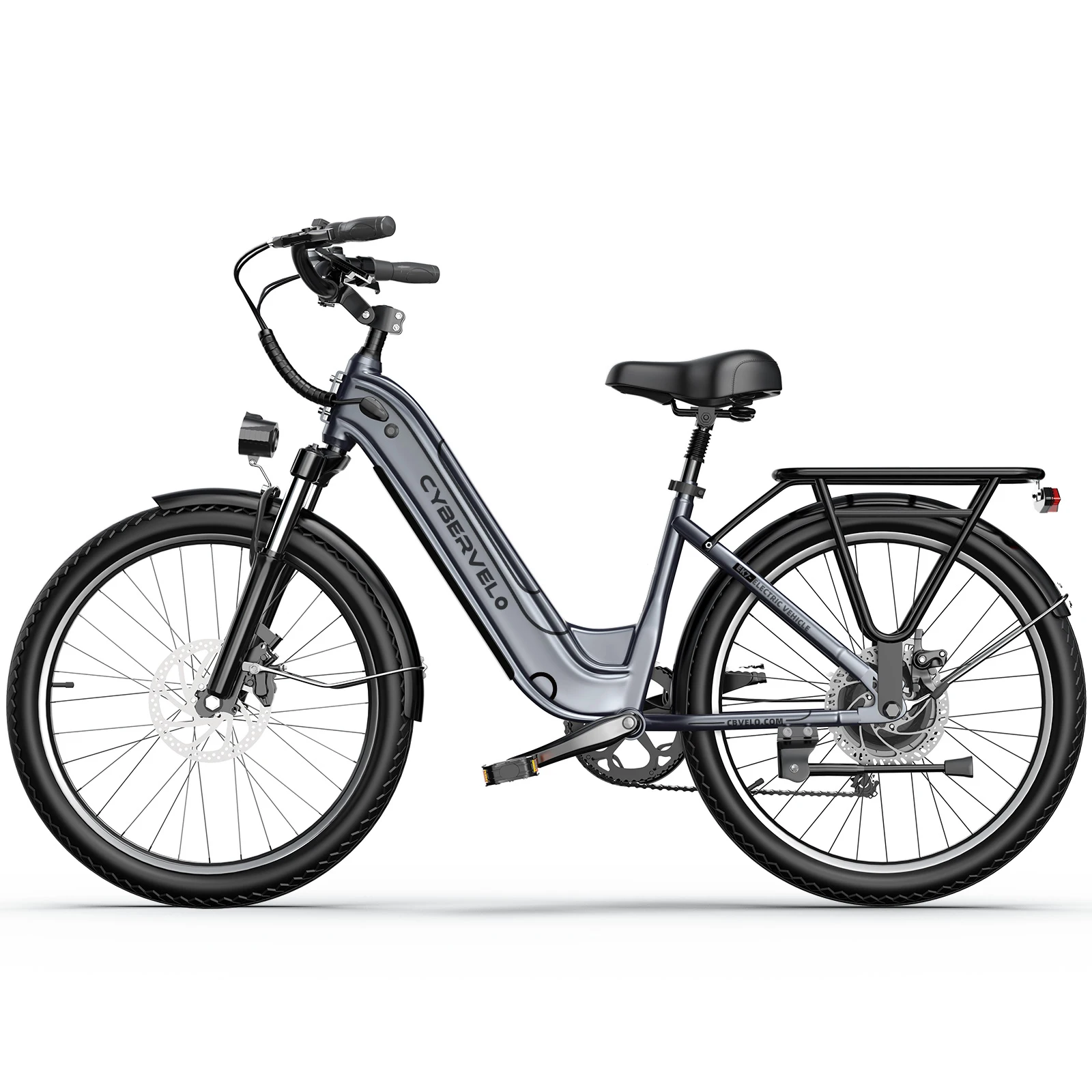Cybervelo EK7 1000W Peak Step‑Thru Ebike for Adults, 26 Inch Urban Commuter Electric Bicycle, 7‑Speed Gear, 48V 25Ah Large Capacity Battery, 80 Miles Long Range