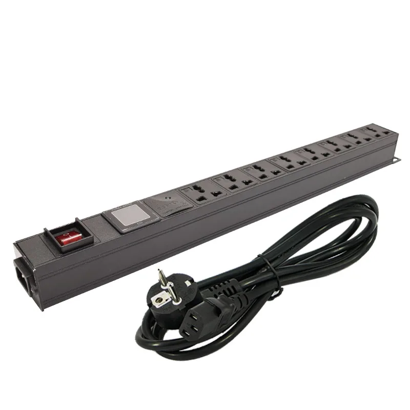 

PDU power strip network cabinet rack 9 AC 10A Universal Socket with ammeter overload protection