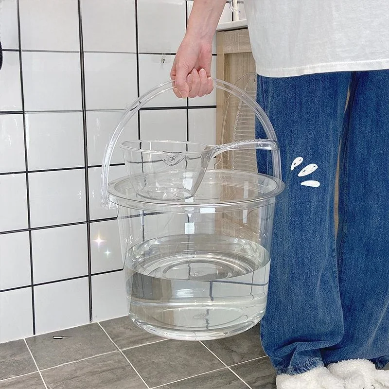 

Large Transparent Acrylic Water Buet Household Plastic Buet Handheld Bathing Buet with Lid Suitable for Sitting