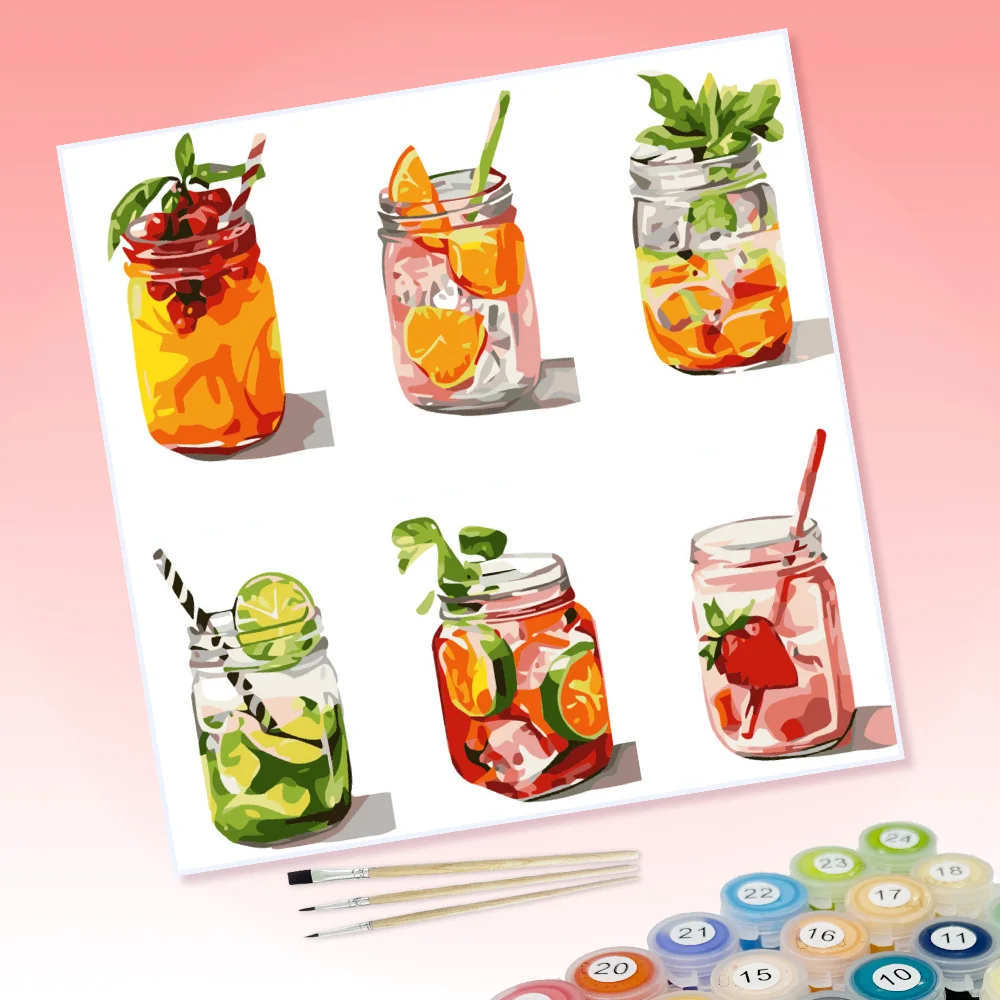 6 Stück fruchtig-aromatisierte Eisgetränke, erfrischend. DIY-Malereien für den Sommer, geeignet zur Wanddekoration im Haus. – Detail 1