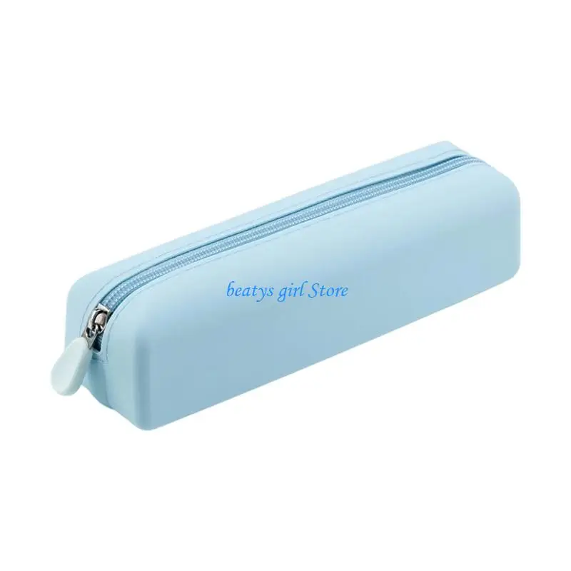 C7AB Water Resistant Silicone Pencil Bag 21.2x5.9x5.5cm For Pen Marker Makeup Tool