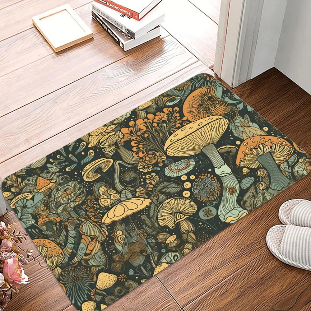 Retro Pilz Wald Fußmatte Floral Art Nouveau Muster Fußmatte Bad Tür Boden Matte Textil Muster Wc Teppich Teppich Fußballen