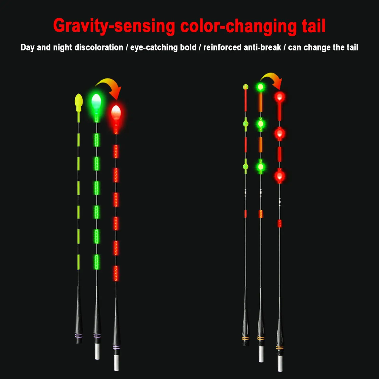 1Pcs DIY Electronic Float Tail Top Gravity Induction Color Change Bold Night Fishing Floating Accessories