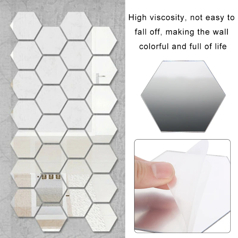 Hexagon Mirror Wall Stickers DIY Art Wall Decoration Living Room Beadroom Bathroom Home Decor Acrylic Adesivo De Parede