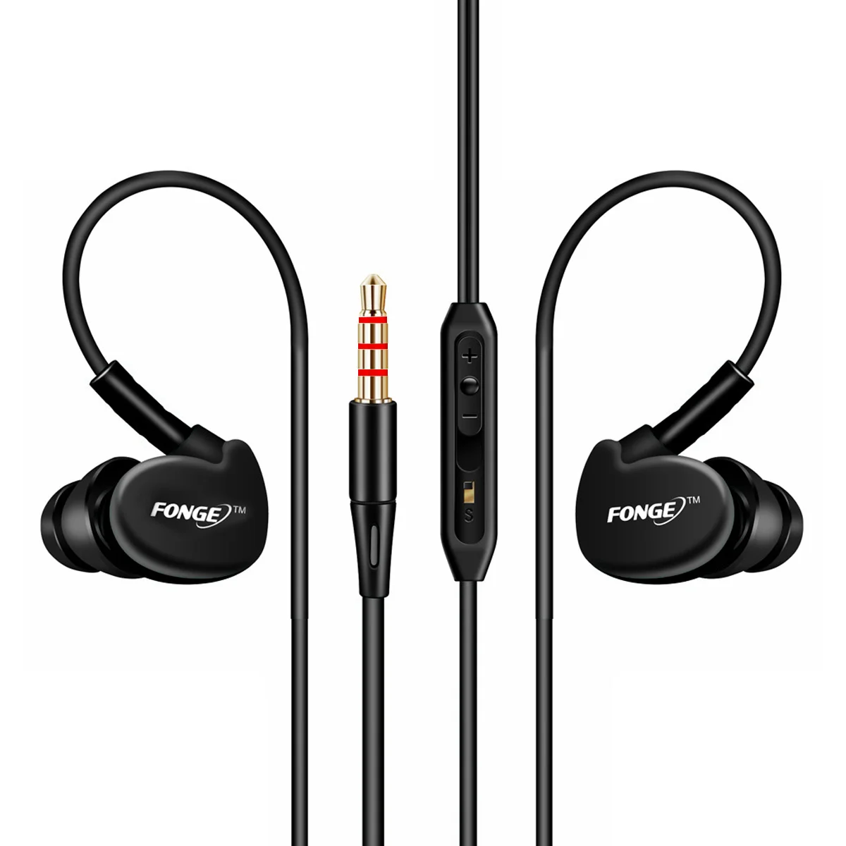 Wodoodporne słuchawki douszne z gniazdem audio 35 mm Słuchawki przewodowe z basem i mikrofonem (czarne)