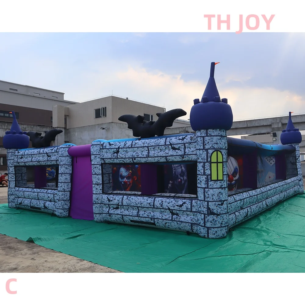 Großes 8x8m aufblasbares Spukhaus Halloween Laser Tag Labyrinth gruseliges Zombie aufblasbarer Fluchtraum Labyrinthspiele