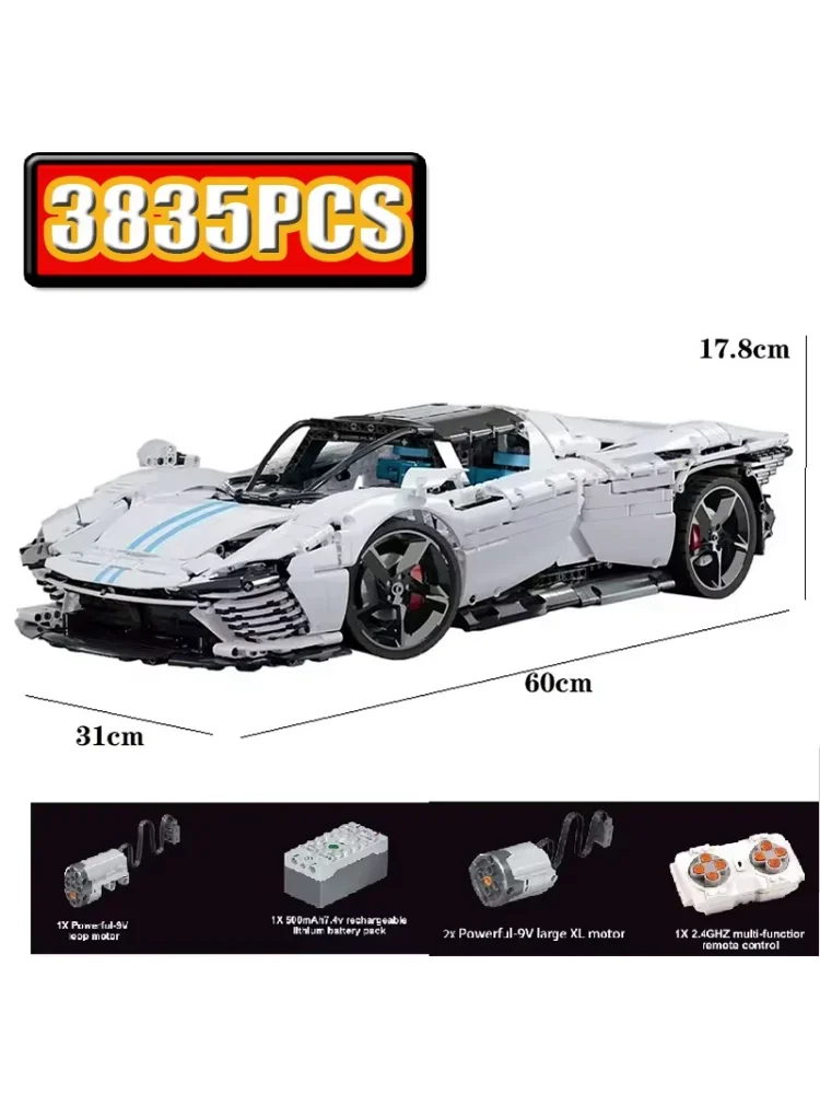 Technischer Bausatz MOC RC Supersportwagen Rennwagen Sportfahrzeug Modellbausatz Erwachsenen-Dekoration Spielzeug Urlaubsgeschenk